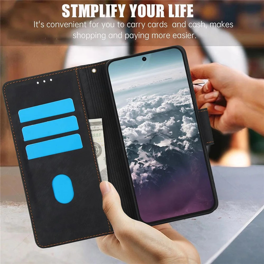 SY-001 For Samsung Galaxy A37 5G / A56 5G / A36 5G Case Flower Butterfly Leather Wallet Phone Cover with Hand Strap - Black - 7