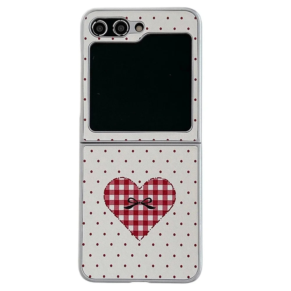 For Samsung Galaxy Z Flip7 FE 5G / Z Flip6 5G Case Dots Heart Pattern Leather+PC Phone Cover with Hand Strap - Red - 2