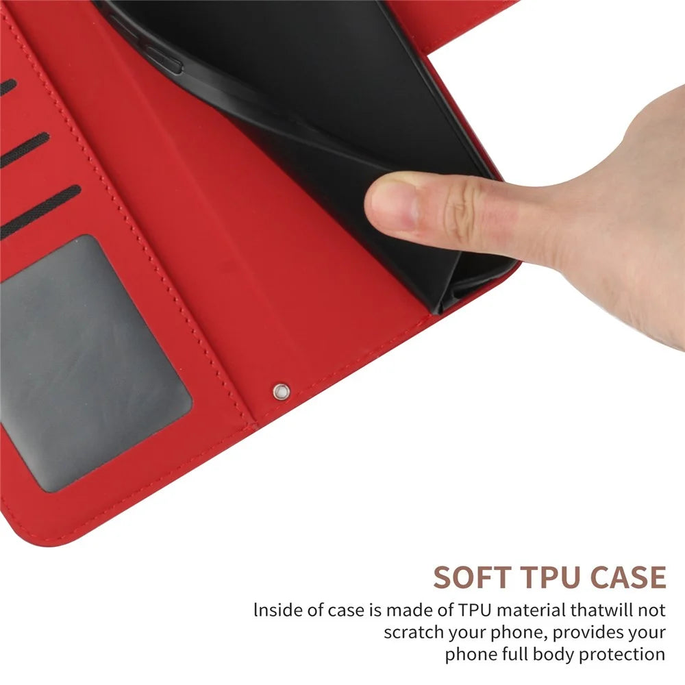 HT04 For Google Pixel 9a Case Sunflower Imprint Leather Wallet Phone Cover with Wrist Strap - Red - 6