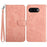 HT03 For Google Pixel 9a Case Butterfly Flower Imprint Leather Phone Cover with Strap - Pink - 1