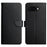 HT02 For Google Pixel 9a Case Genuine Cow Leather Phone Cover Nappa Texture - Black - 1