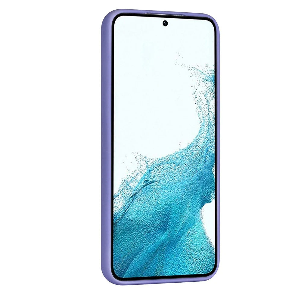 For Samsung Galaxy S21 FE 5G Rubberized TPU 2.2mm Thickness Anti-Scratch Phone Case Fiber Lining Cushion Protective Cover - Purple - 3