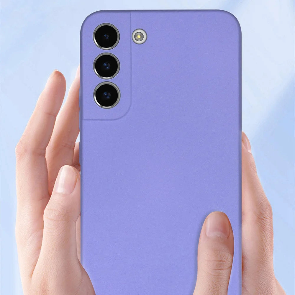For Samsung Galaxy S21 FE 5G Rubberized TPU 2.2mm Thickness Anti-Scratch Phone Case Fiber Lining Cushion Protective Cover - Purple - 7