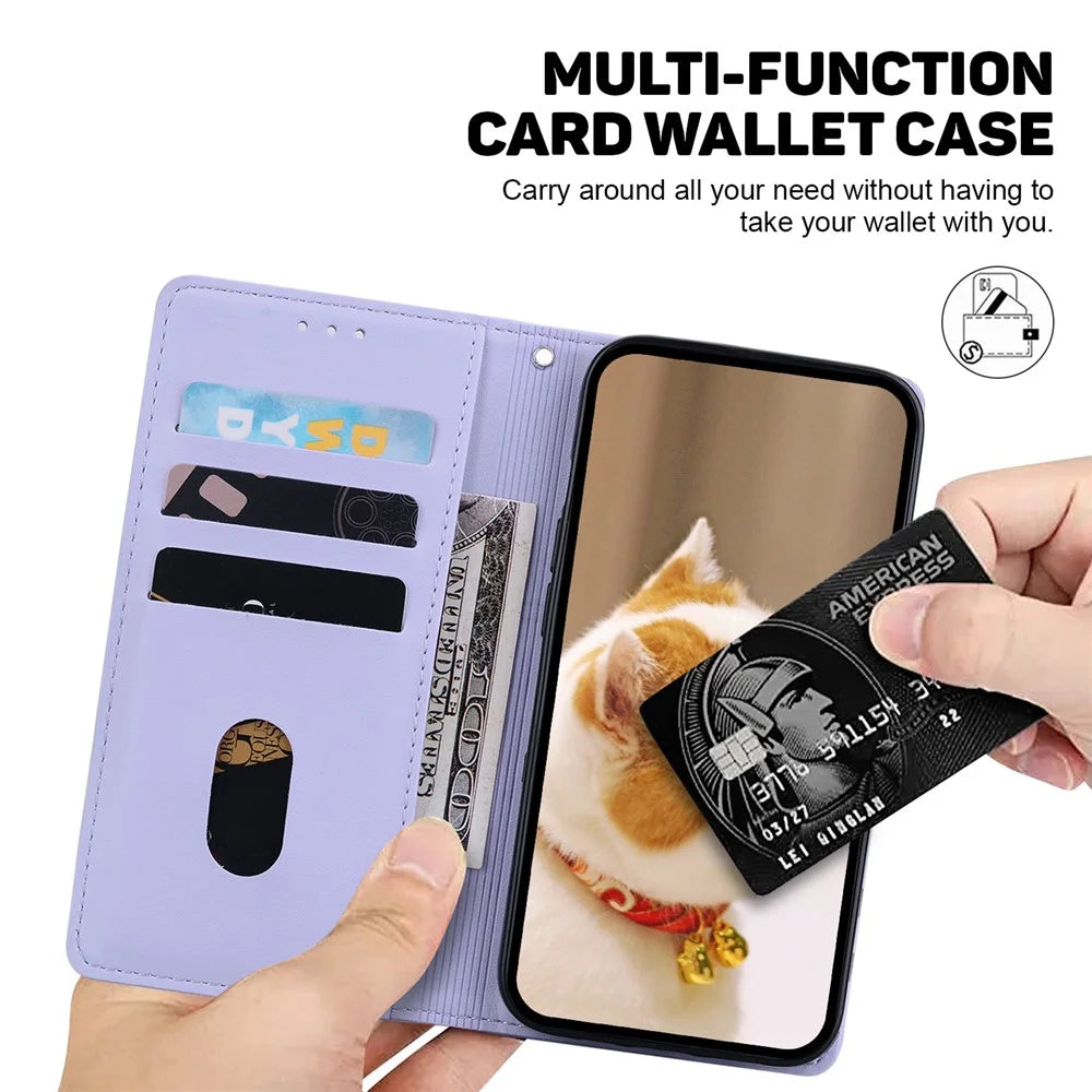 For Google Pixel 9a Case RFID Blocking Kitten Pattern TPU+PU Leather Phone Cover - Purple - 3