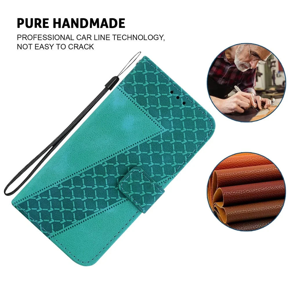For Infinix Note 40 5G Stand Case 7-Shaped Pattern Imprint Leather Phone Cover - Green - 4