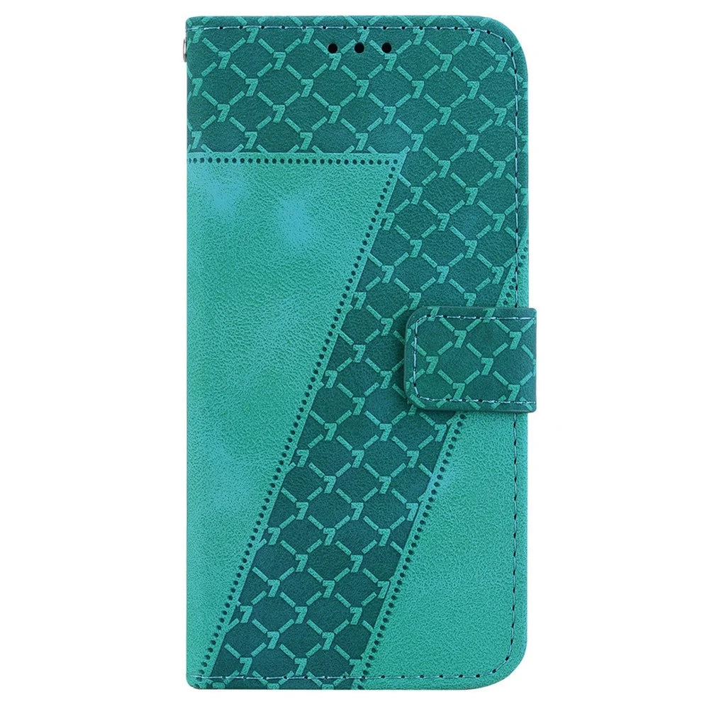 For Infinix Note 40 5G Stand Case 7-Shaped Pattern Imprint Leather Phone Cover - Green - 7