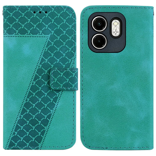 For Infinix Hot 50i 4G  /  Smart 9 4G Stand Case 7-Shaped Pattern Imprint Leather Phone Cover - Green - 1