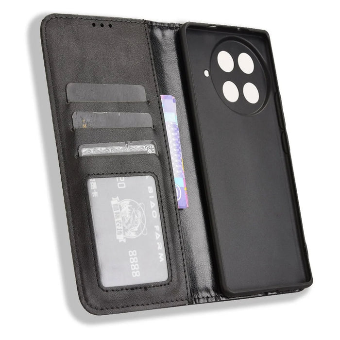 For TECNO Camon 30S 4G / 30S Pro 4G Leather Case Wallet Stand Retro Texture Phone Cover - Black - 2