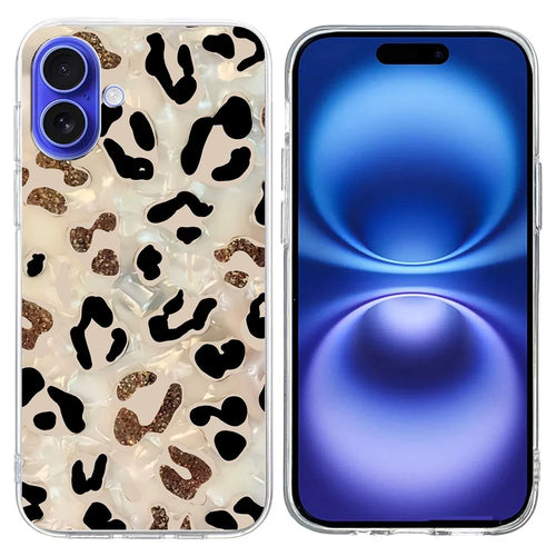 For iPhone 16 Plus Case Pattern Printing Shockproof Soft TPU Phone Cover - Leopard Print - 1