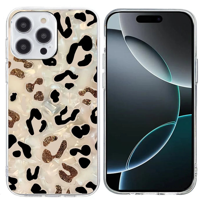 For iPhone 16 Pro Case Pattern Printing Shockproof Soft TPU Phone Cover - Leopard Print - 1