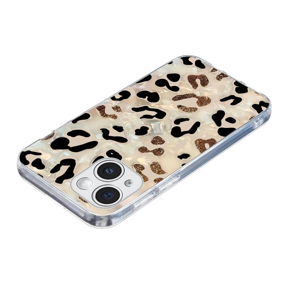 For iPhone 15 Case Pattern Printing Shockproof Soft TPU Phone Cover - Leopard Print - 4
