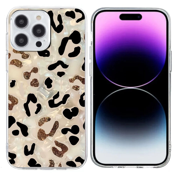 For iPhone 15 Pro Max Case Pattern Printing Shockproof Soft TPU Phone Cover - Leopard Print - 1