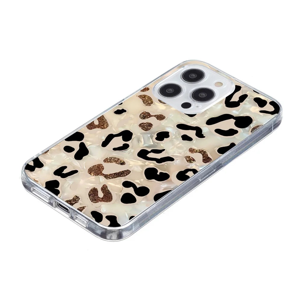 For iPhone 15 Pro Case Pattern Printing Shockproof Soft TPU Phone Cover - Leopard Print - 5