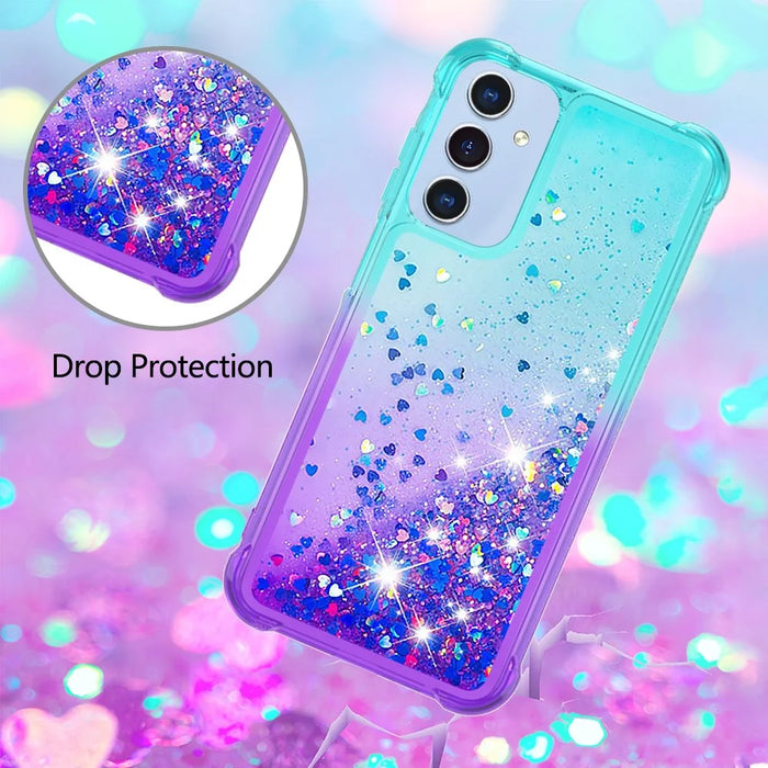 For Samsung Galaxy A16 5G / Galaxy A16 4G TPU Case Gradient Quicksand Phone Back Cover - Sky Blue+Purple - 5