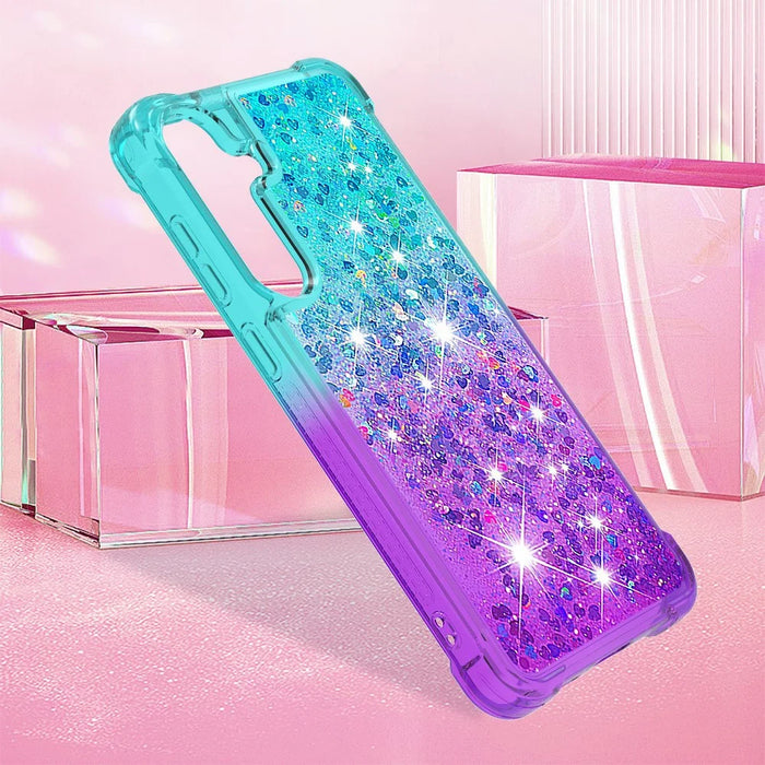 For Samsung Galaxy S24 FE TPU Case Gradient Quicksand Phone Back Cover - Sky Blue+Purple - 7
