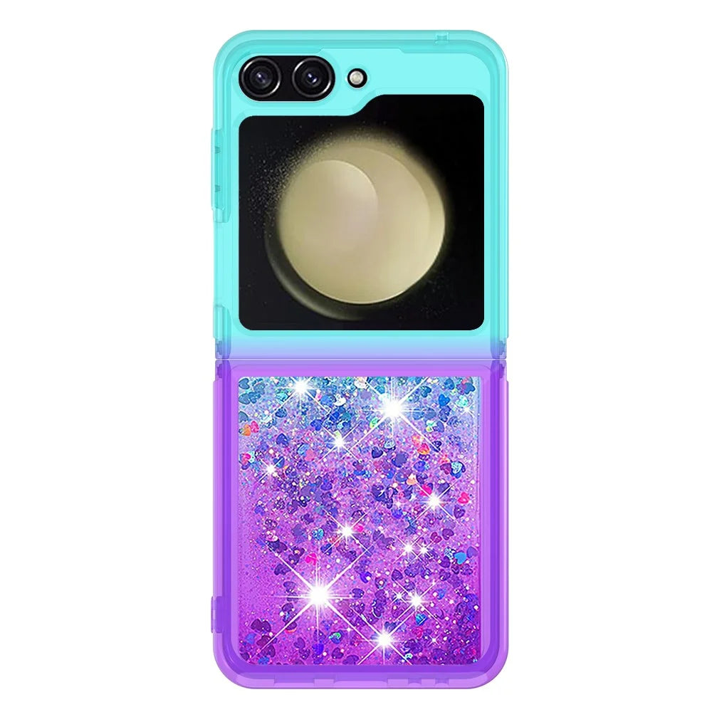 For Samsung Galaxy Z Flip7 FE 5G / Z Flip6 5G TPU Case Gradient Quicksand Phone Back Cover - Sky Blue+Purple - 2