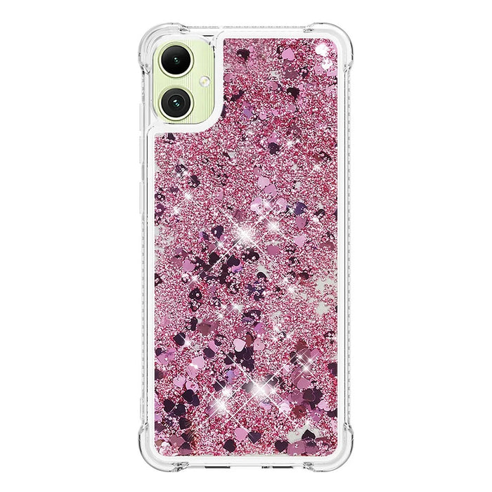 For Samsung Galaxy A06 4G TPU Case Glitter Quicksand Shockproof Phone Back Cover - Rose Gold / Hearts - 2