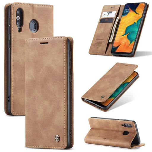 CASEME For Samsung Galaxy M30 / Galaxy A40s Case  013 Series Card Holder Stand Leather Phone Cover - Brown - 1