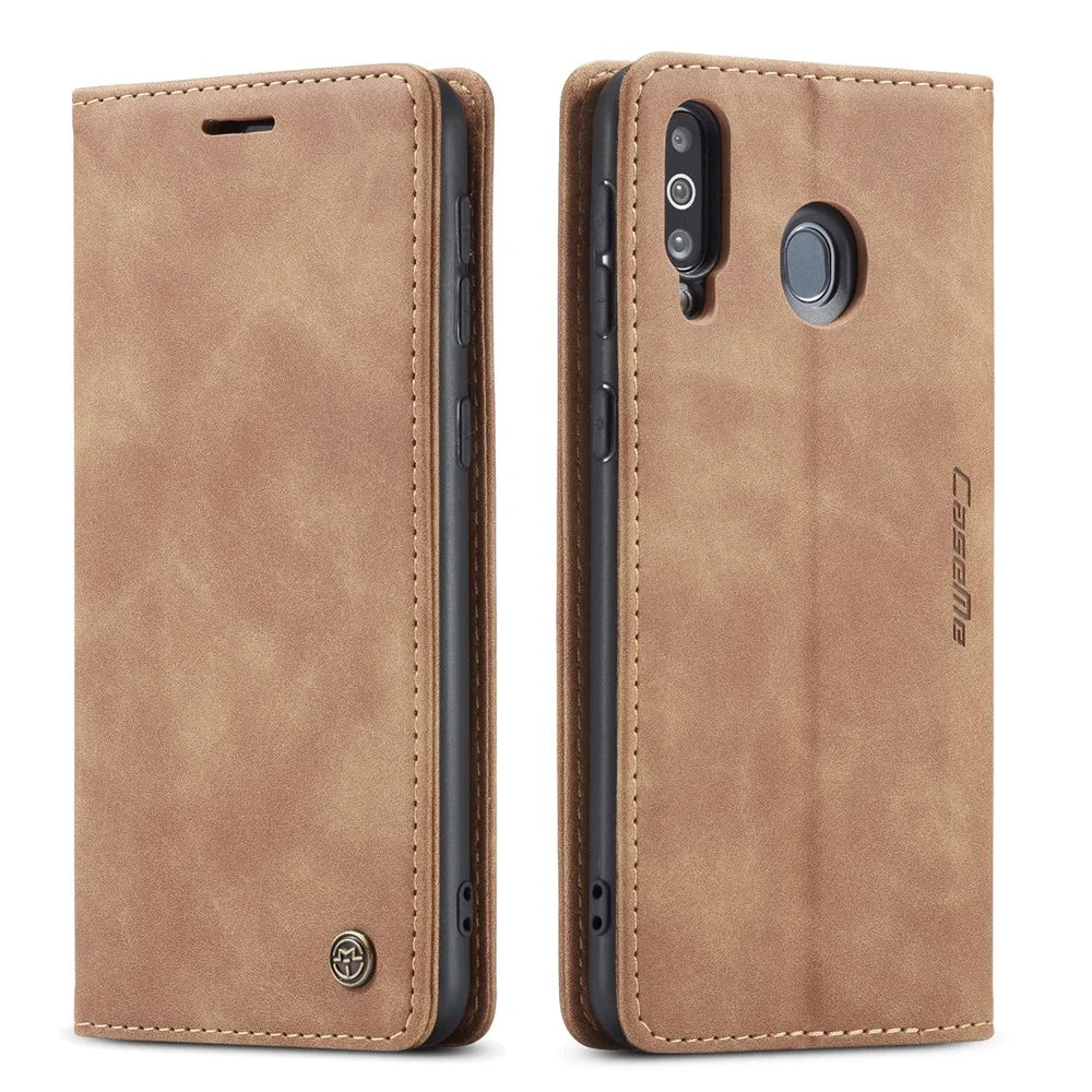 CASEME For Samsung Galaxy M30 / Galaxy A40s Case  013 Series Card Holder Stand Leather Phone Cover - Brown - 2