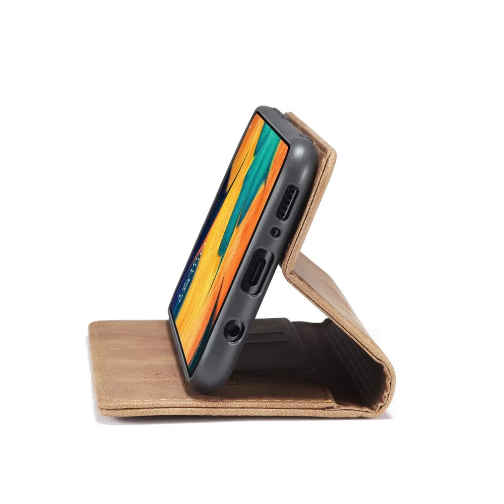 CASEME For Samsung Galaxy M30 / Galaxy A40s Case  013 Series Card Holder Stand Leather Phone Cover - Brown - 3