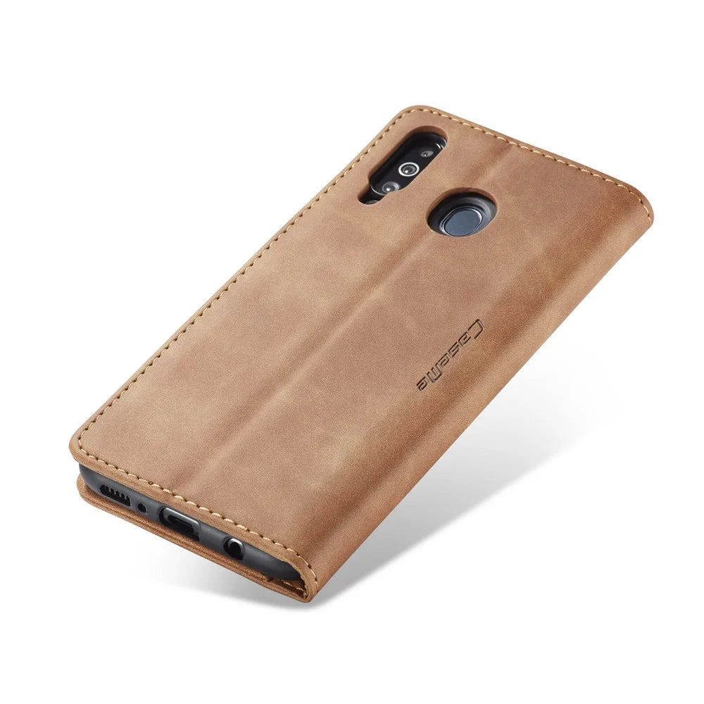 CASEME For Samsung Galaxy M30 / Galaxy A40s Case  013 Series Card Holder Stand Leather Phone Cover - Brown - 4