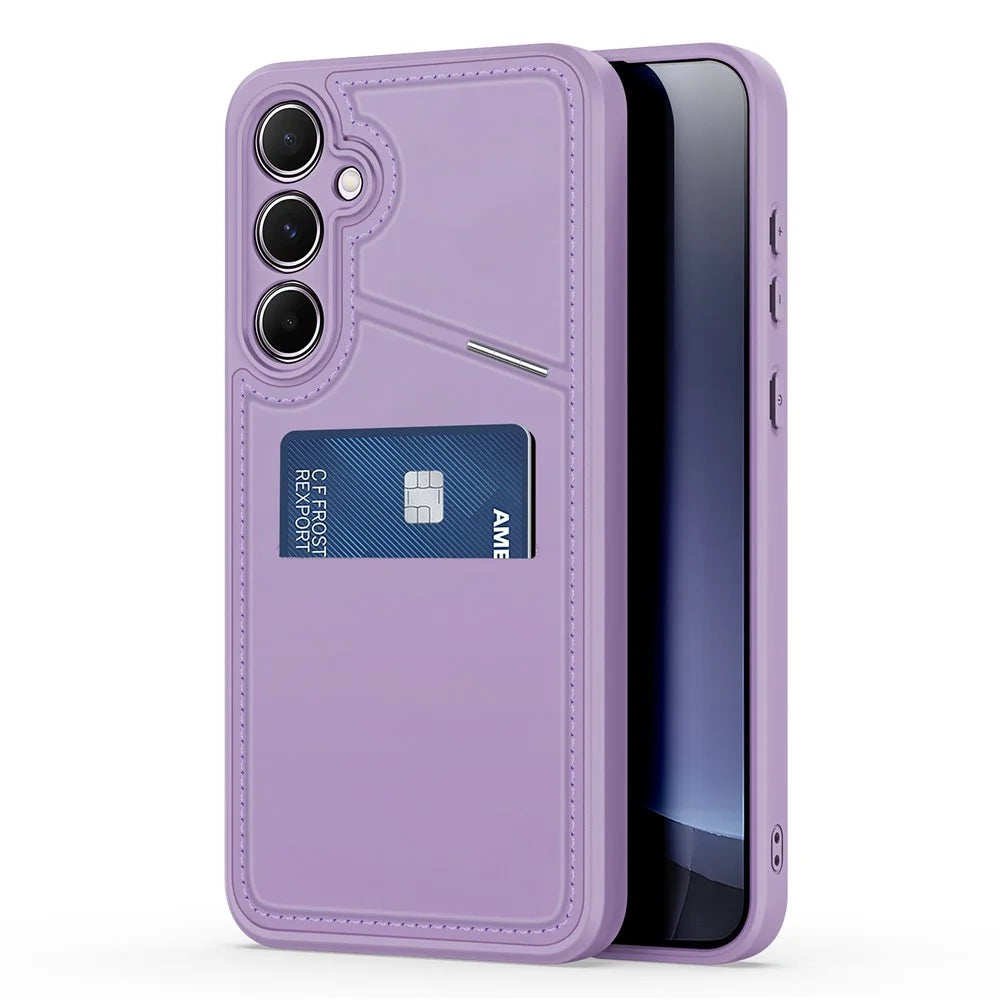 DUX DUCIS For Samsung Galaxy S25+ Magnetic Case  Rafi II Series Leather Back Cover with RFID Blocking Card Slots  - Purple Pink - 1