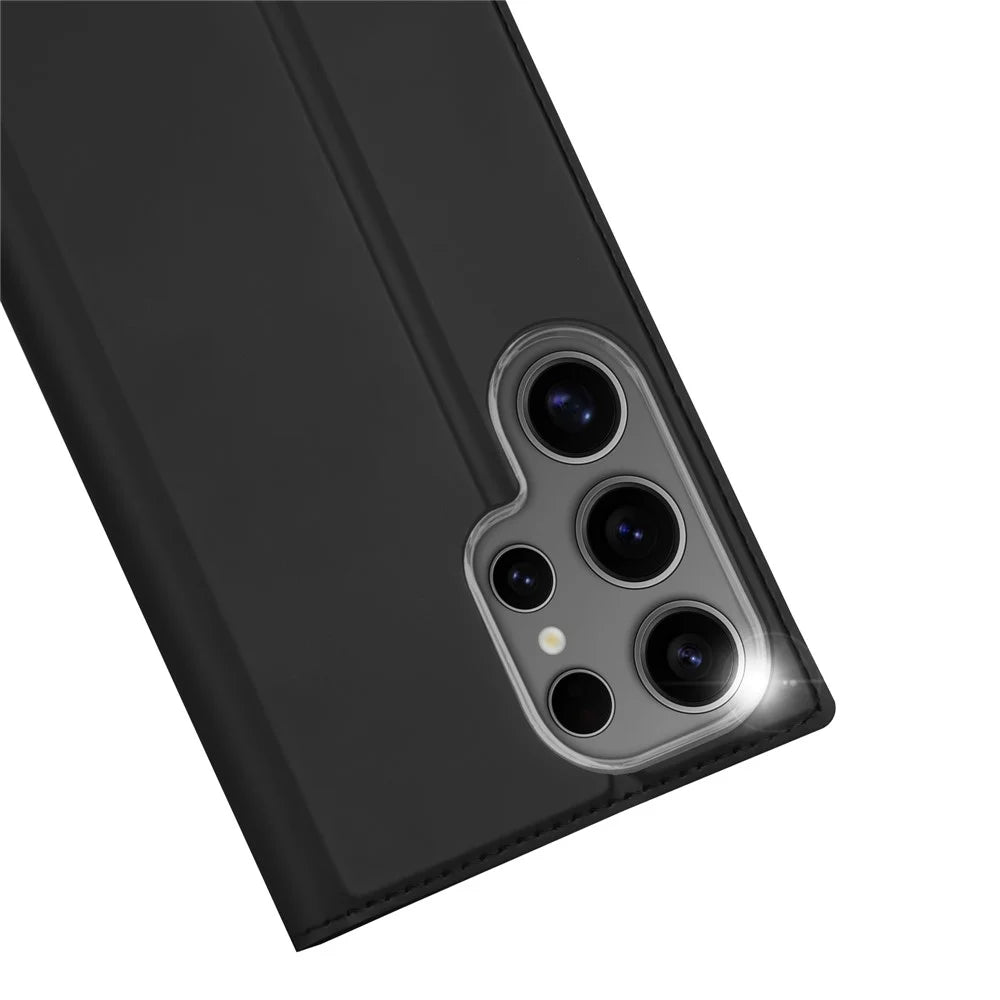 DUX DUCIS Skin Pro Series For Samsung Galaxy S25 Ultra Case Leather Phone Cover Card Holder (Non-magnetic) - Black - 3