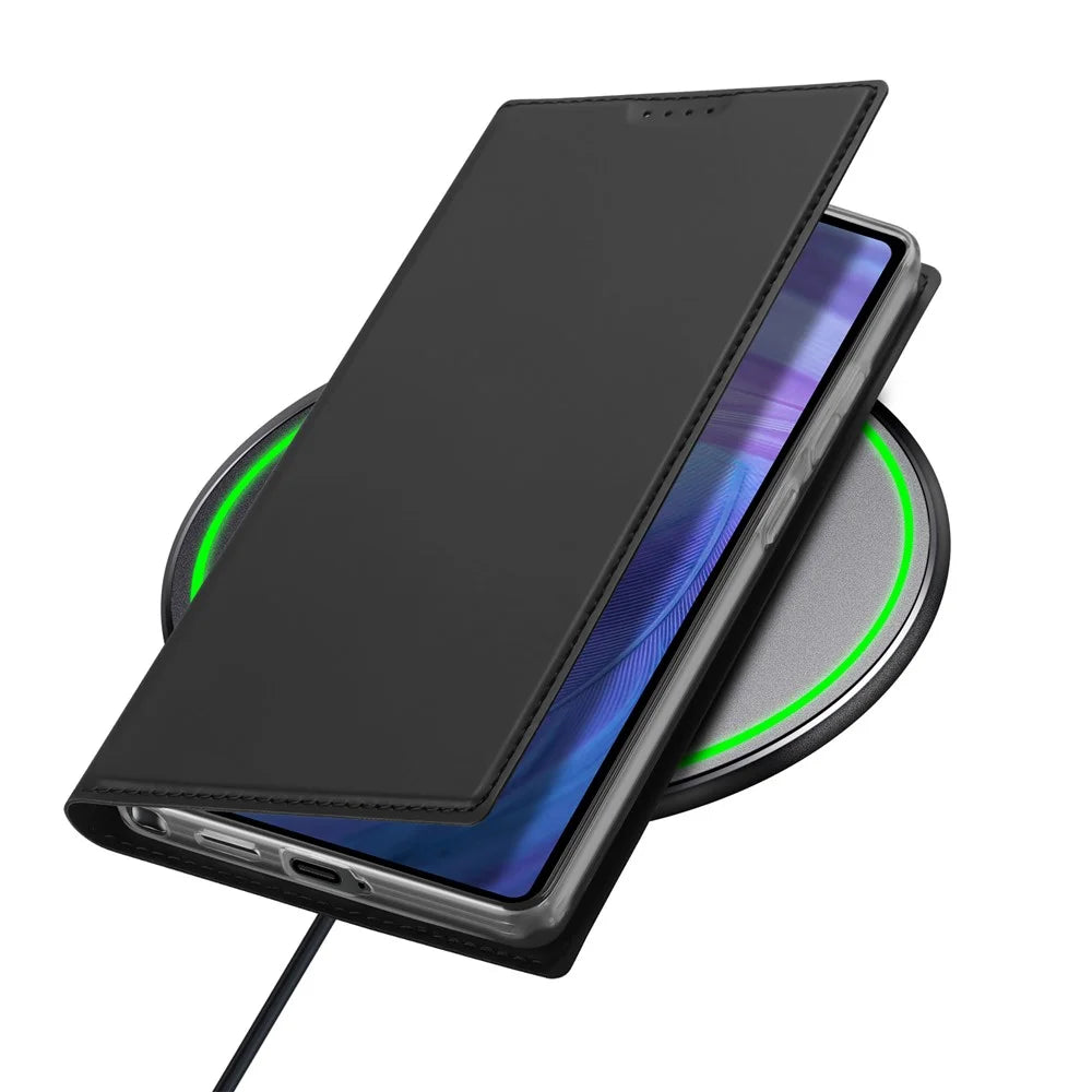 DUX DUCIS Skin Pro Series For Samsung Galaxy S25 Ultra Case Leather Phone Cover Card Holder (Non-magnetic) - Black - 5