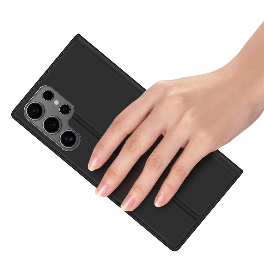 DUX DUCIS Skin Pro Series For Samsung Galaxy S25 Ultra Case Leather Phone Cover Card Holder (Non-magnetic) - Black - 6