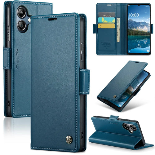 CASEME For Samsung Galaxy A06 4G Leather Case  023 RFID Blocking 3 Card Slot Mobile Cover - Blue - 1