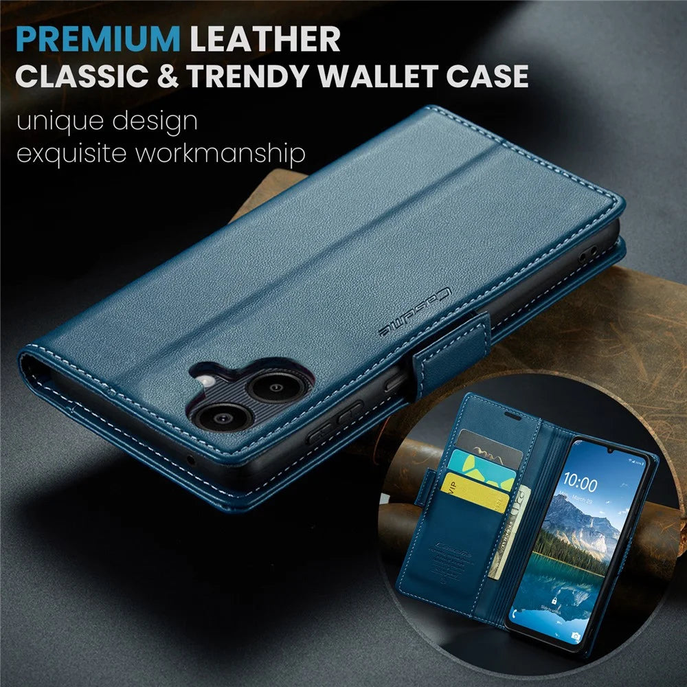 CASEME For Samsung Galaxy A06 4G Leather Case  023 RFID Blocking 3 Card Slot Mobile Cover - Blue - 5