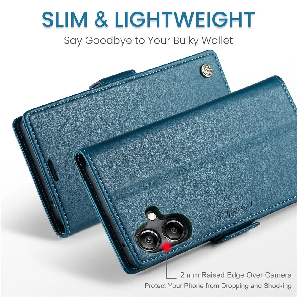 CASEME For Samsung Galaxy A06 4G Leather Case  023 RFID Blocking 3 Card Slot Mobile Cover - Blue - 7