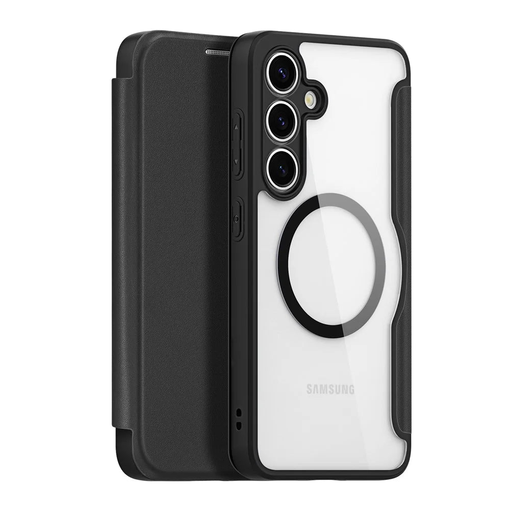 DUX DUCIS For Samsung Galaxy S25 Leather Case  Skin X Pro Series Flip Cover Magnetic Case - Black - 1