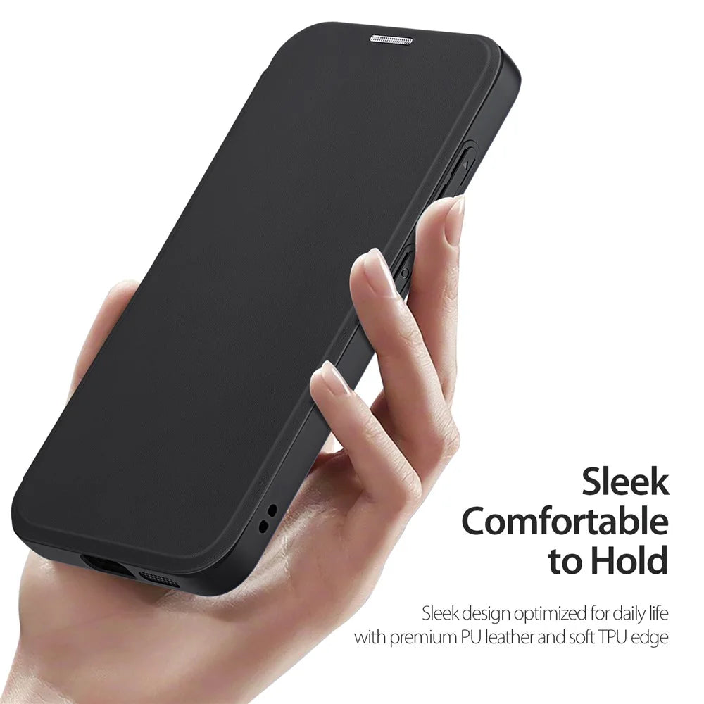 DUX DUCIS For Samsung Galaxy S25 Leather Case  Skin X Pro Series Flip Cover Magnetic Case - Black - 6
