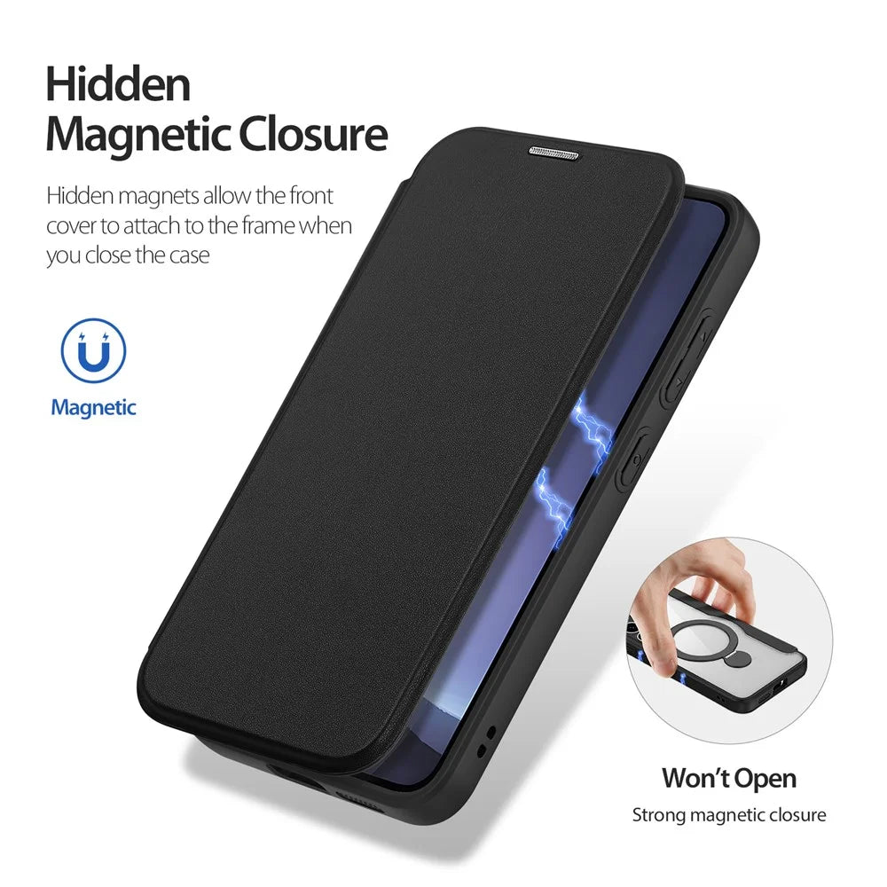 DUX DUCIS For Samsung Galaxy S25 Leather Case  Skin X Pro Series Rotary Kickstand Cover Magnetic Case - Black - 7