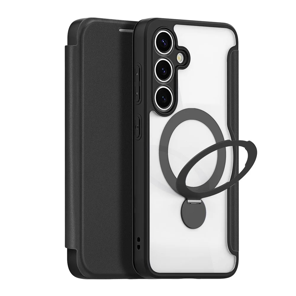 DUX DUCIS For Samsung Galaxy S25+ Leather Case  Skin X Pro Series Rotary Kickstand Cover Magnetic Case - Black - 1
