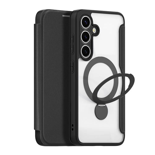 DUX DUCIS For Samsung Galaxy S25+ Leather Case  Skin X Pro Series Rotary Kickstand Cover Magnetic Case - Black - 1