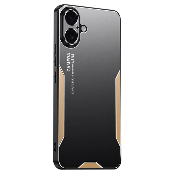 For iPhone 16 Phone Case Aluminium Alloy TPU PC Back Cover - Gold - 1