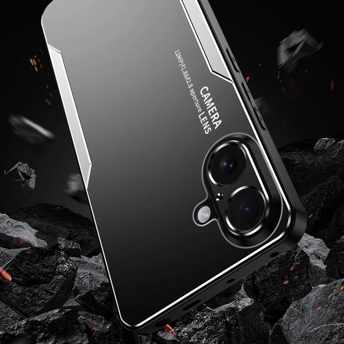 For iPhone 16 Phone Case Aluminium Alloy TPU PC Back Cover - Gold - 5
