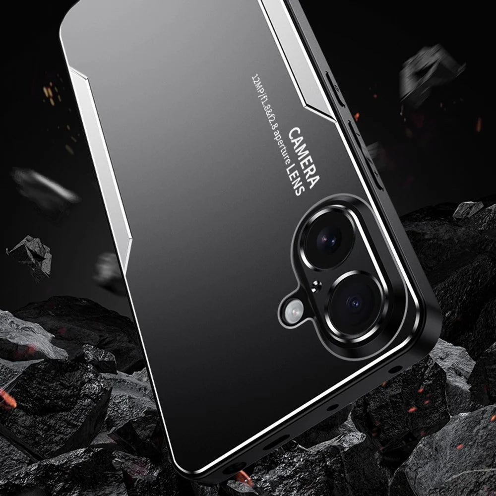 For iPhone 16 Plus Phone Case Aluminium Alloy TPU PC Back Cover - Gold - 5