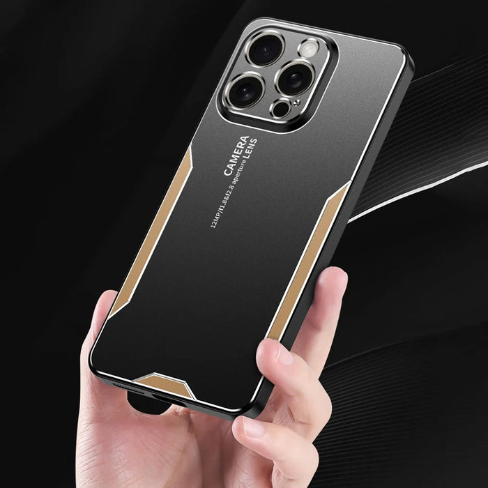 For iPhone 16 Pro Phone Case Aluminium Alloy TPU PC Back Cover - Gold - 2