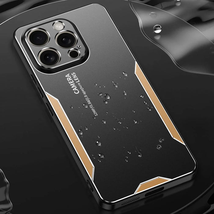 For iPhone 16 Pro Phone Case Aluminium Alloy TPU PC Back Cover - Gold - 3