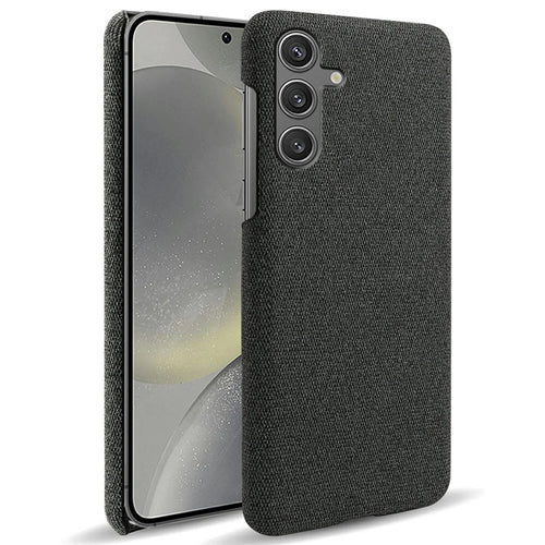 For Samsung Galaxy S25 Case Cloth Texture Anti-Scratch Protective PC Phone Cover - Black - 1