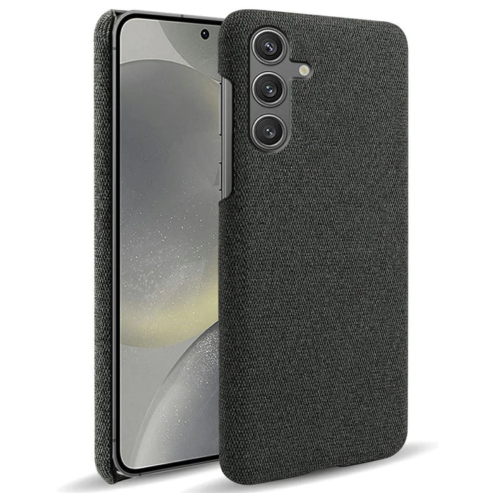 For Samsung Galaxy S25 Case Cloth Texture Anti-Scratch Protective PC Phone Cover - Black - 1