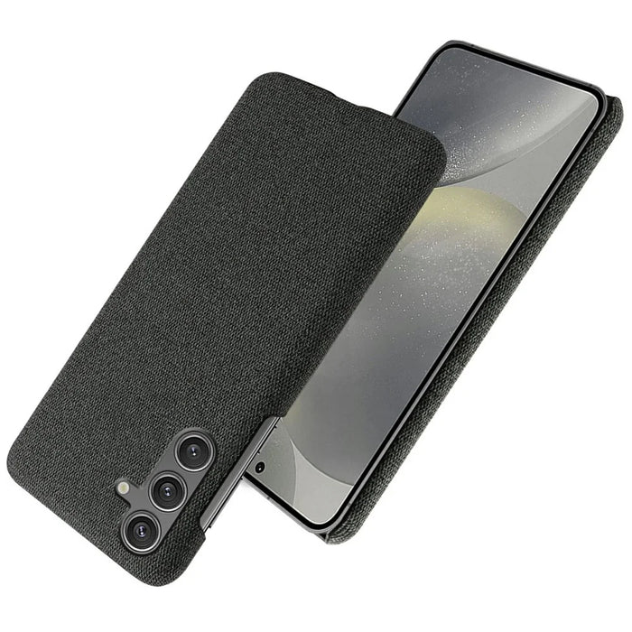 For Samsung Galaxy S25 Case Cloth Texture Anti-Scratch Protective PC Phone Cover - Black - 2