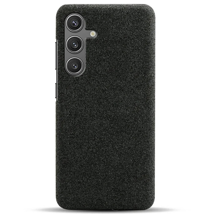 For Samsung Galaxy S25 Case Cloth Texture Anti-Scratch Protective PC Phone Cover - Black - 3