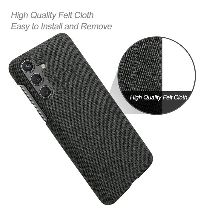 For Samsung Galaxy S25 Case Cloth Texture Anti-Scratch Protective PC Phone Cover - Black - 4