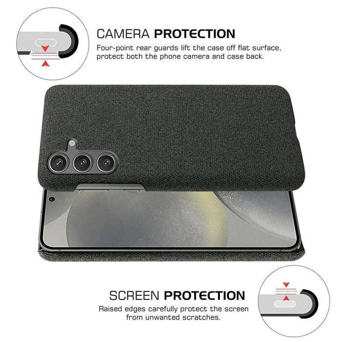 For Samsung Galaxy S25 Case Cloth Texture Anti-Scratch Protective PC Phone Cover - Black - 5