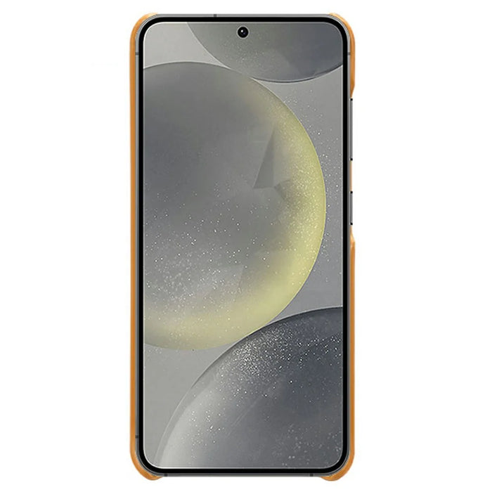 For Samsung Galaxy S25 Case Dual Card Slots PU Leather + Hard PC Phone Cover - Orange - 3