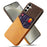 For Samsung Galaxy S25+ Case PU Leather Card Slot Cloth Texture Hard PC Phone Cover - Orange - 1